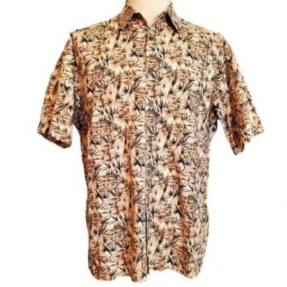 Men's Moda Campia Khaki Print Hawaiian shirt-Preowned